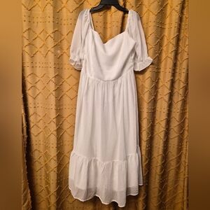 Elegant White Bridal Gown with Puff Sleeves